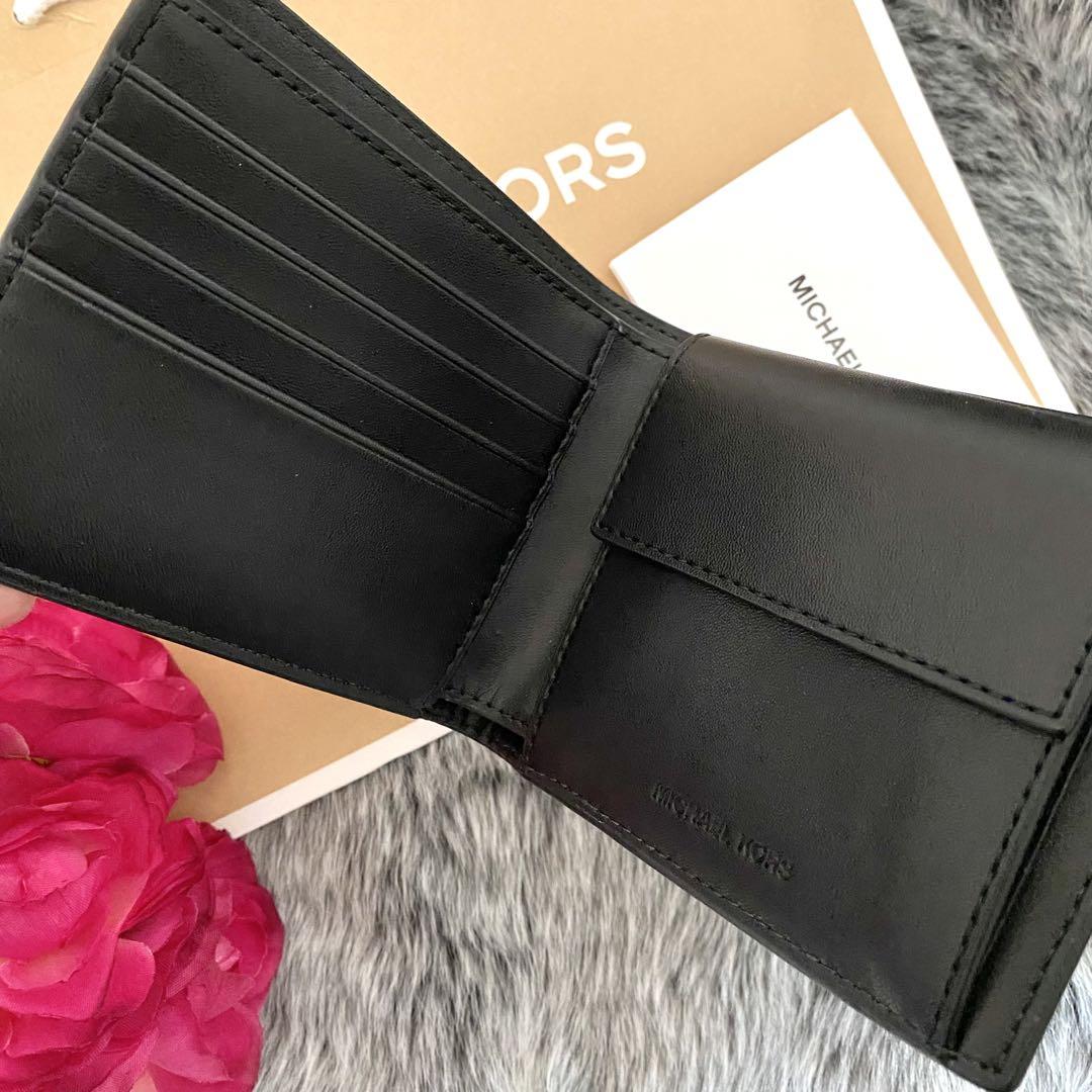 新品☆MICHAEL KORS メンズ　ホワイト シグネチャー レザー 折り財布
