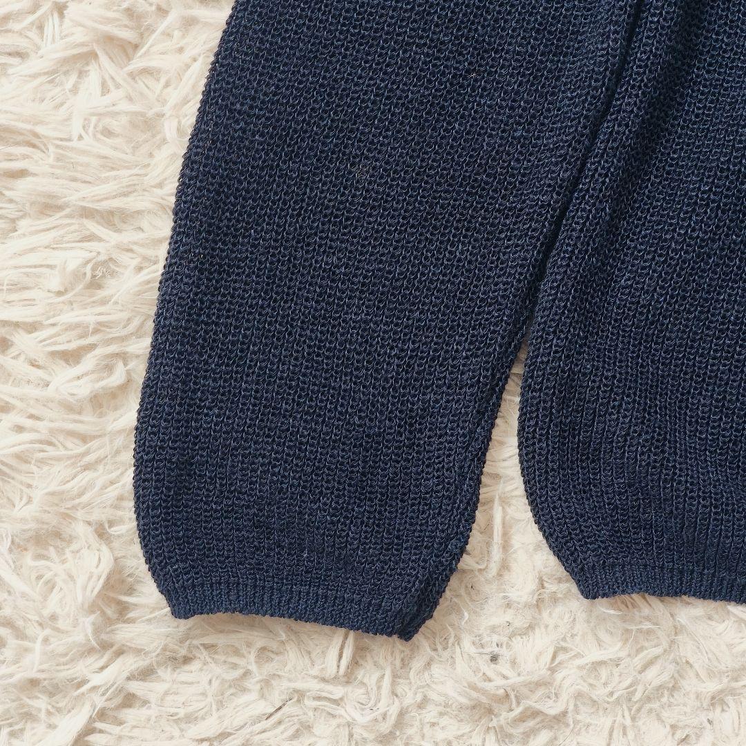 【美品 24SS】スローブイエナ ボートネックニット リネン混 紺色 現行