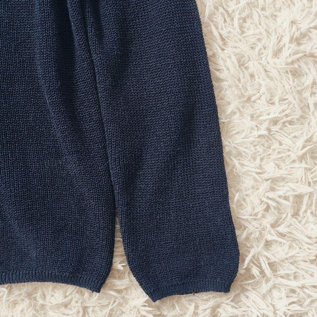 【美品 24SS】スローブイエナ ボートネックニット リネン混 紺色 現行