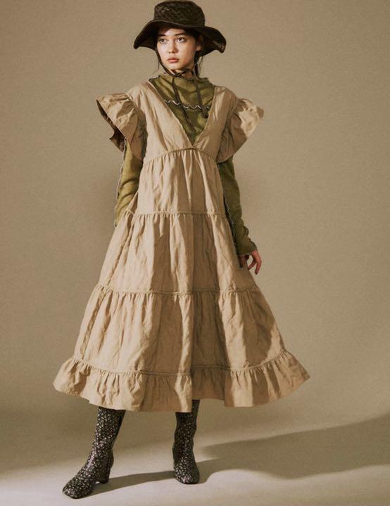 merry キルティングティアードワンピース ベージュ nF8XK-m69035555929 jenny NEW ARRIVAL