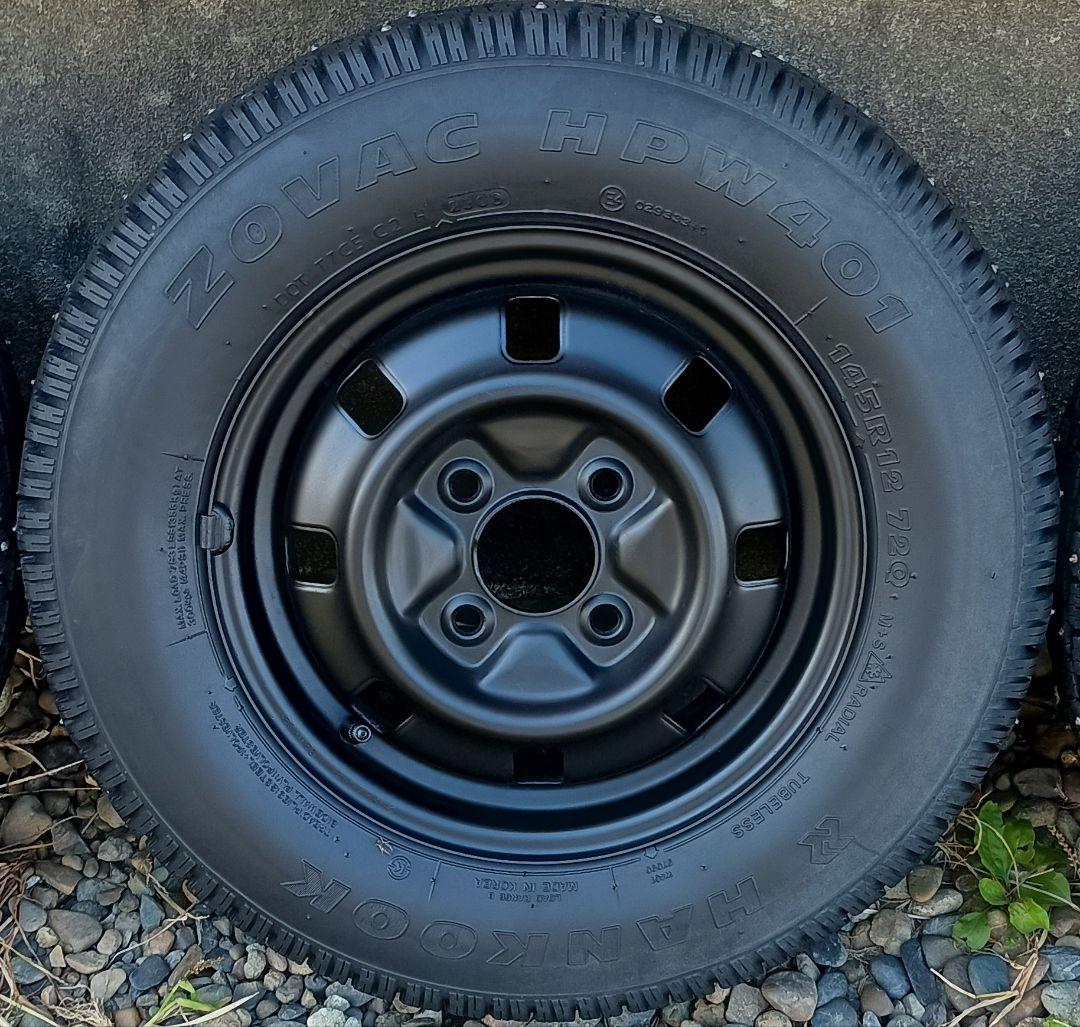 80R12 スパイクタイヤ＆スチールホイール4本傷や汚れあり