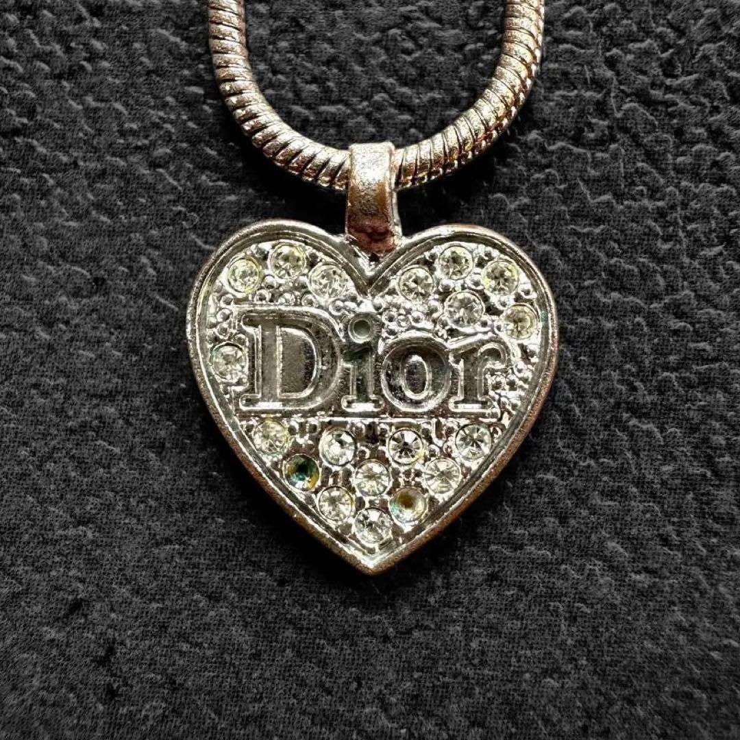 Dior Logo Rhinestone Silver Necklace