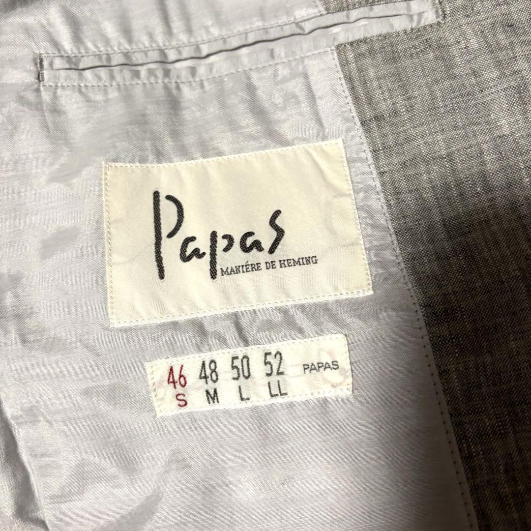 【jeep】Papas テーラードジャケット　ライトグレーアンコン　麻
