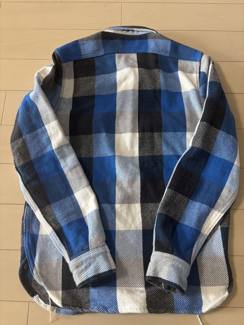 希少】 SEARS 60s ウールシャツ 古着 ブルー ブラック 青 黒 L