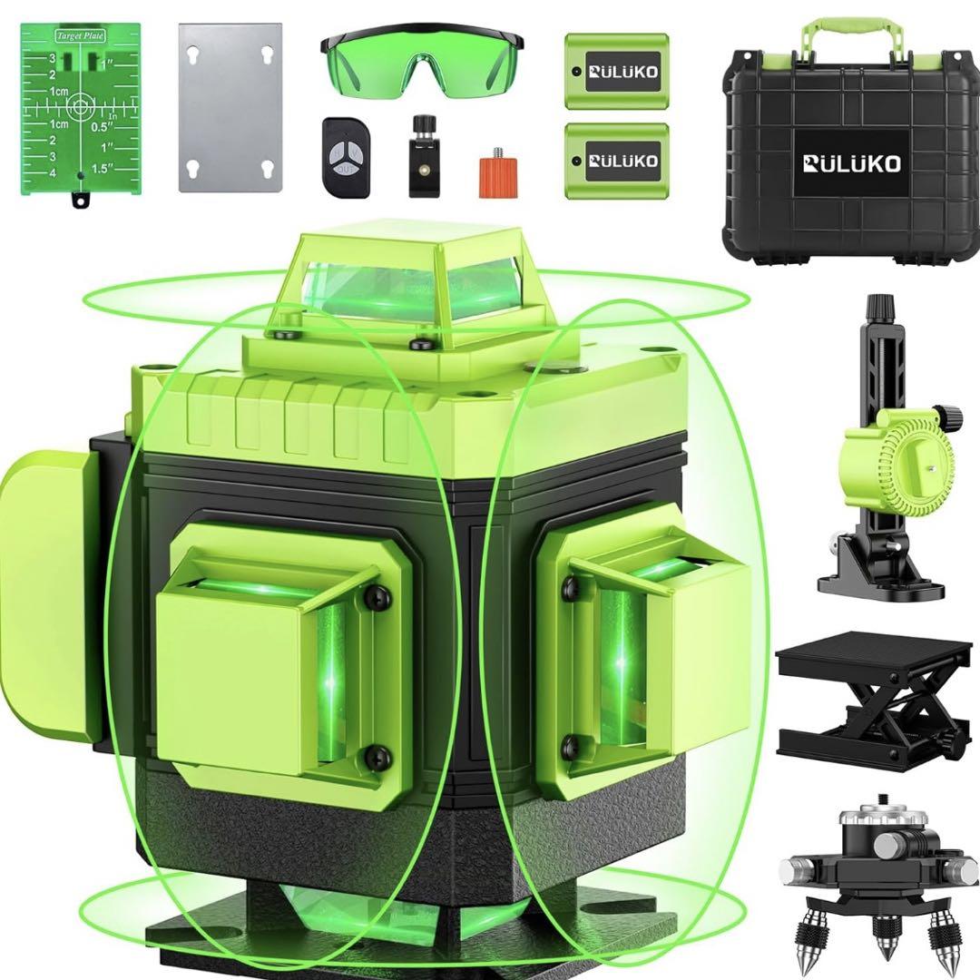 16ライン グリーン レーザー墨出し器 4x360° レーザー水平器 フルライン