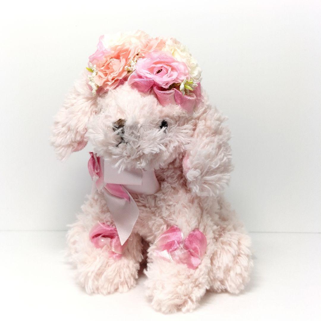 TWIN’S ふわふわ ピンク 子犬 フラワーハッピー ぬいぐるみ 花冠