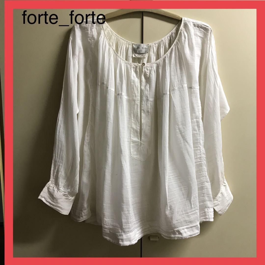 forte_forte フォルテフォルテ　コットンシルク　ローン　ホワイトシャツ