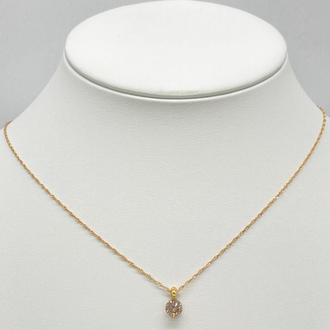 【超美品】K18+天然ダイヤモンド0.50ctネックレス
