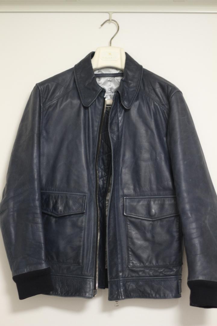 FUJITO A-2 中綿 レザー フライトジャケット ネイビー S