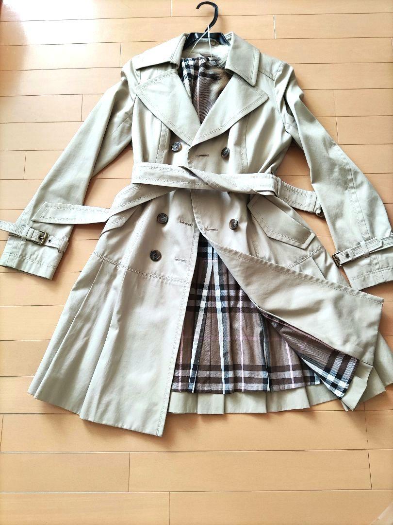 バーバリーブルーレーベル38トレンチコート　プリーツコート　美品