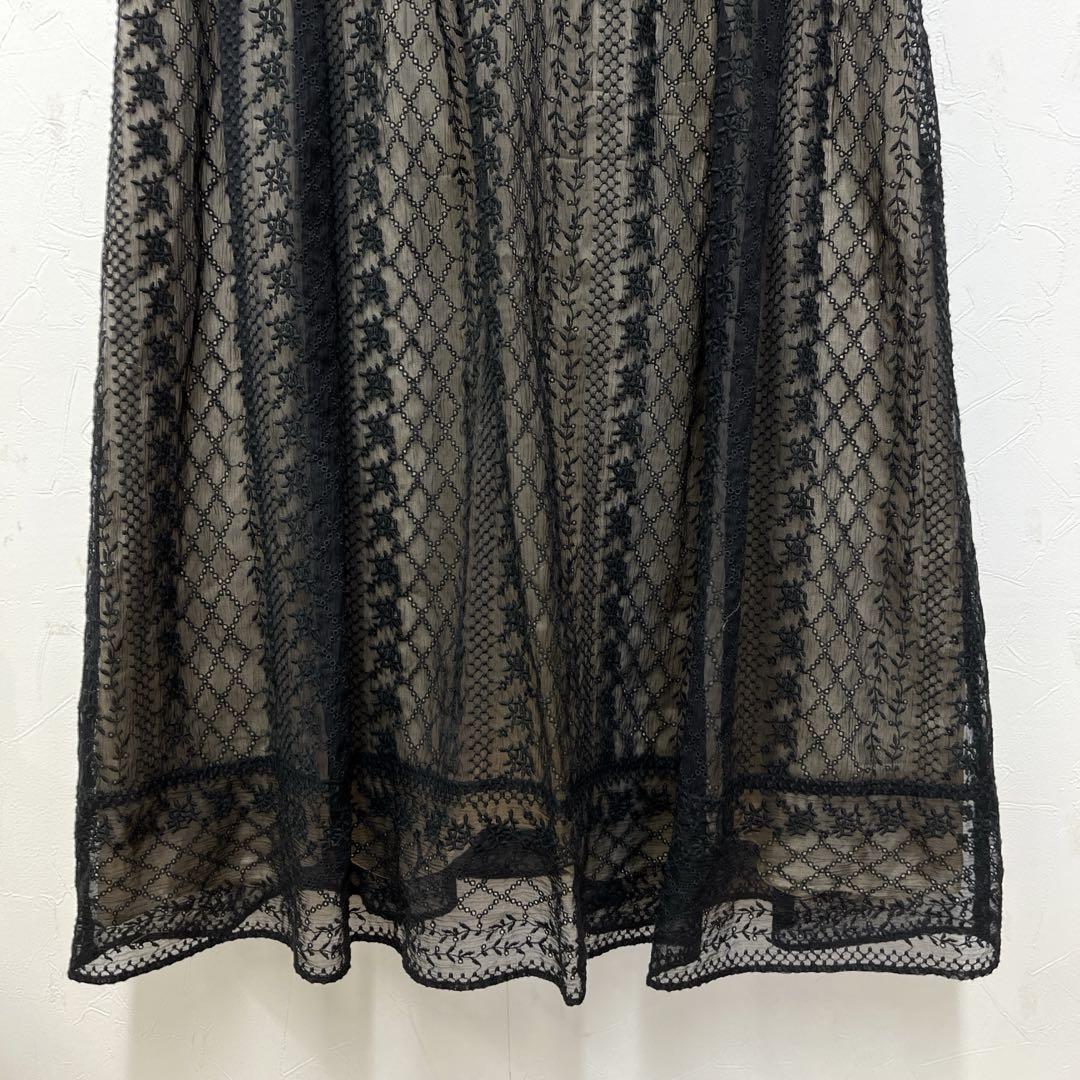 フランコフェラーロ 刺繍 レース ワンピース シルク サイズ3 黒 フランコフェラーロ 刺繍 レース ワンピース シルク サイズ3 黒