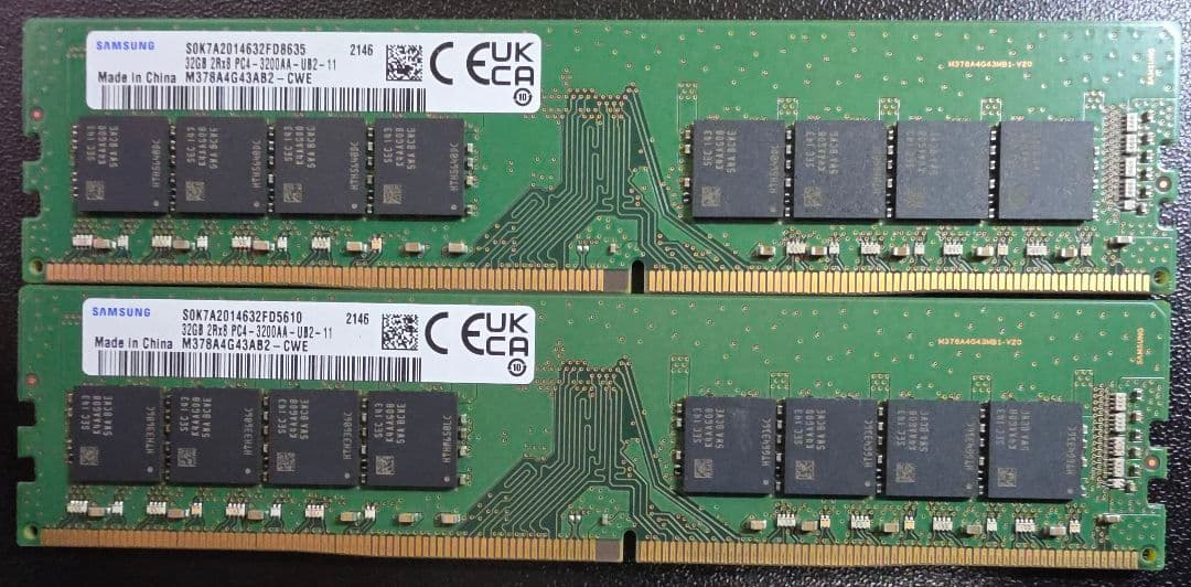 E*K様 Samsung DDR4-3200MHz 32GB メモリ2枚セット合