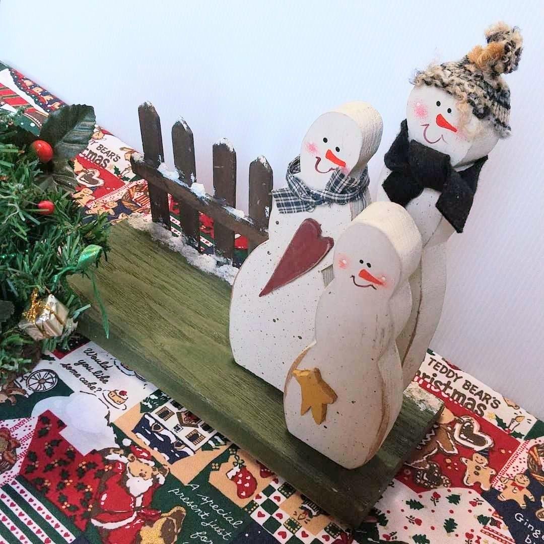 セット ミニツリー&雪だるま トールペイント クリスマス ハンドメイド A
