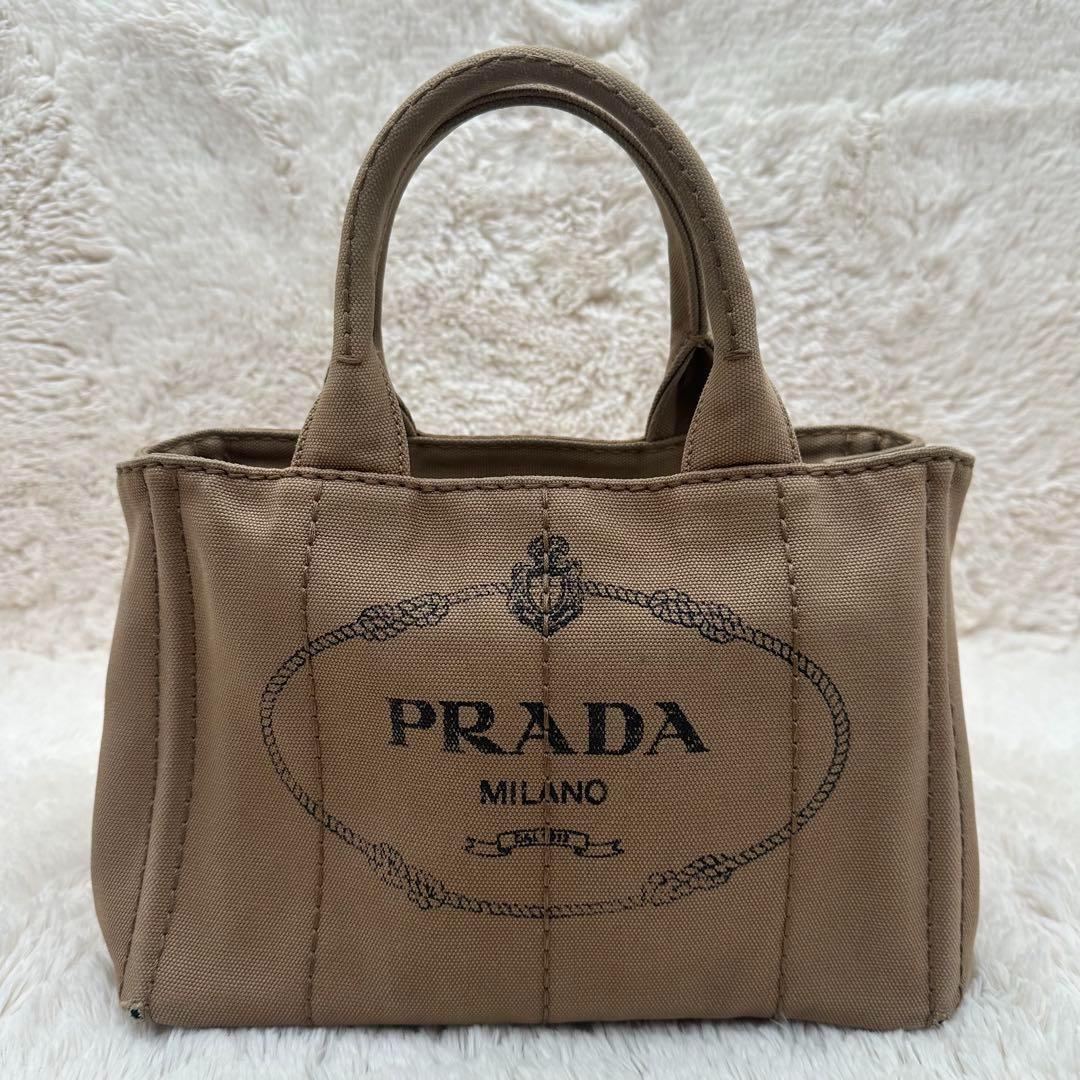 ✨美品✨プラダ トートバッグ カナパS 2way 三角ロゴ キャンバス ベージュ ✨美品✨プラダ トートバッグ カナパS 2way 三角ロゴ キャンバス ベージュ