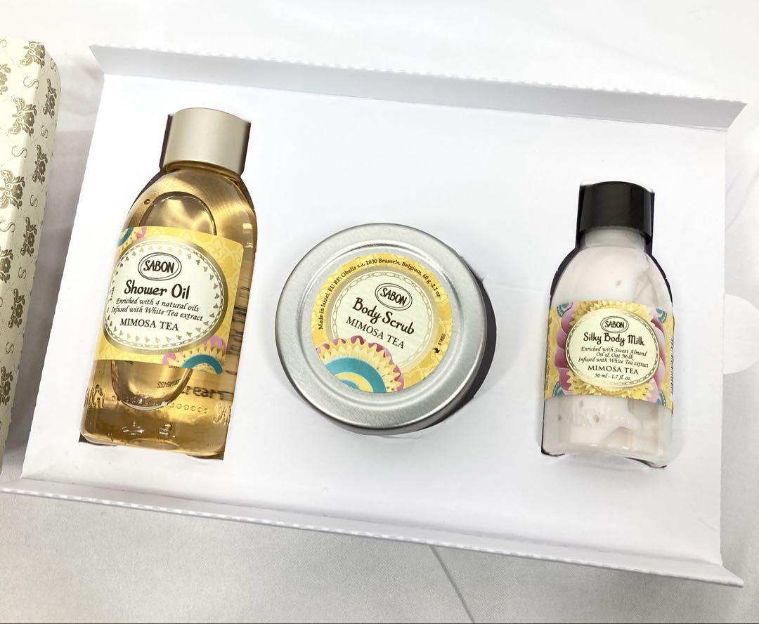 【限定商品】SABON ミモザティー3点セット　新品未使用 限定商品】SABON 押しつぶし ミモザティー3点セット 新品未使用