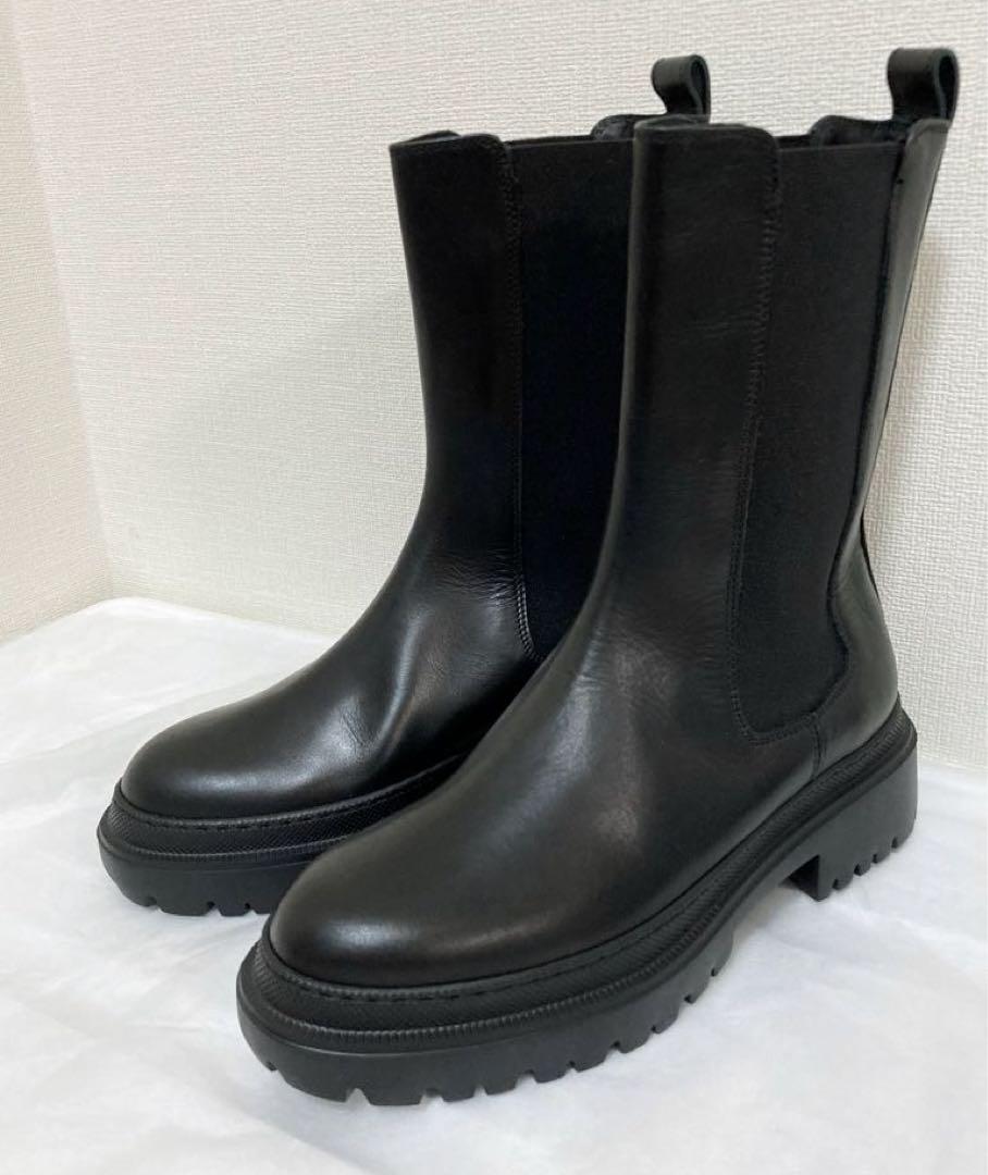 【新品箱有】TOMORROWLAND サイドゴアブーツ 黒 38 ¥39600