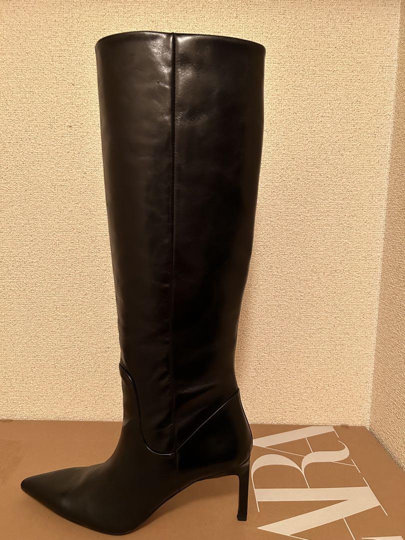〈新品・タグ付き〉 ZARA レザーロングブーツ サイズ39