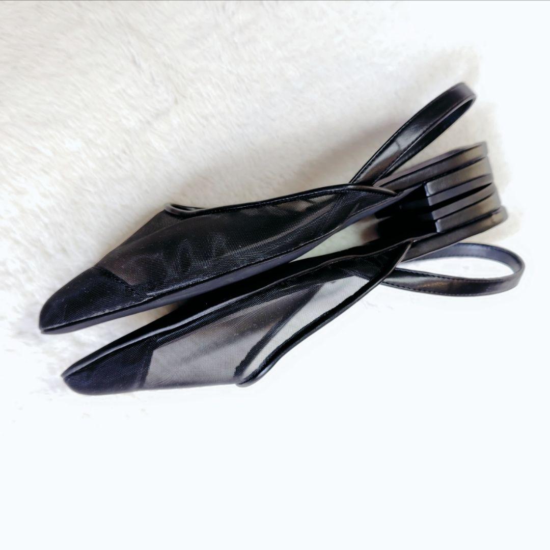 美品SLOBE IENA メッシュ　ミュール　パンプス　ブラック　23.5