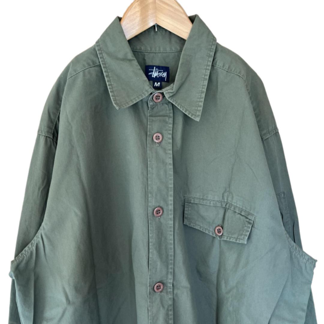 OLD STUSSY シャツ　紺タグ　アメリカ製　USA ミリタリー 古着