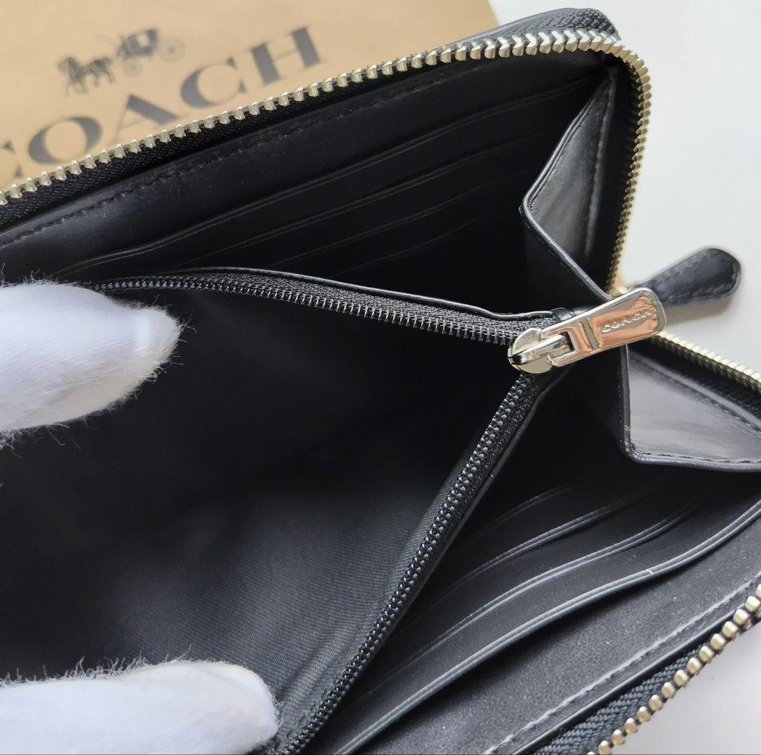 【新品】COACH コーチ 長財布 シグネチャー 　カーキ　ブラックスモーク