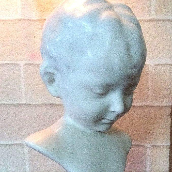 大理石胸像/男児/アンティーク置物/高26.5cm3.2kg/美術デッサン/美品