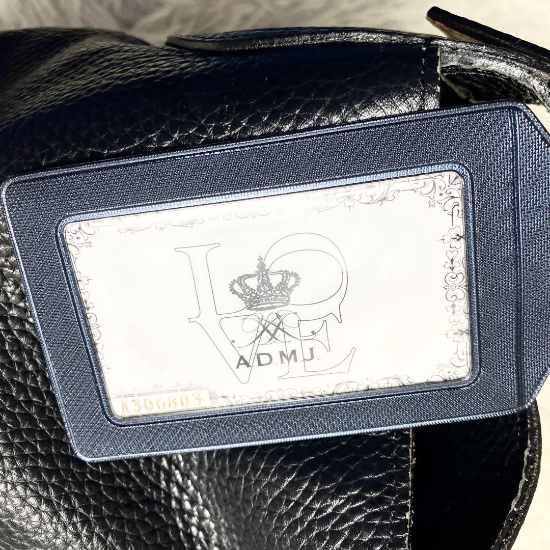 美品】ADMJ ハンド レザー ブラック シボ加工 ゴールド金具