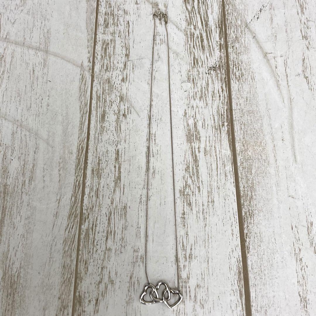 ra-2291) Tiffany＆Co ハート 三連ネックレス トリプルハート
