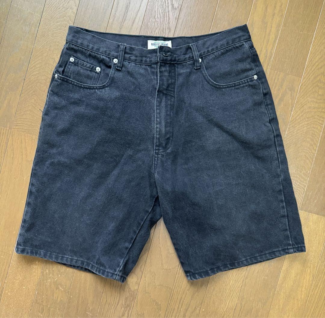 90s GUESS デニム ハーフパンツ ブラック usa製