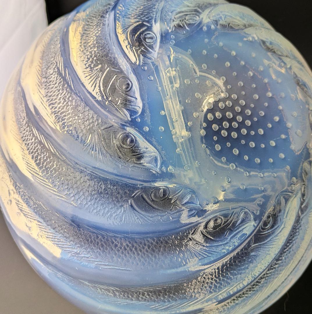 ルネ・ラリック Poissons 24cm オパルセント渦巻魚群ボウル極上級逸品 ルネ・ラリック Poissons 24cm オパルセント渦巻魚群ボウル極上