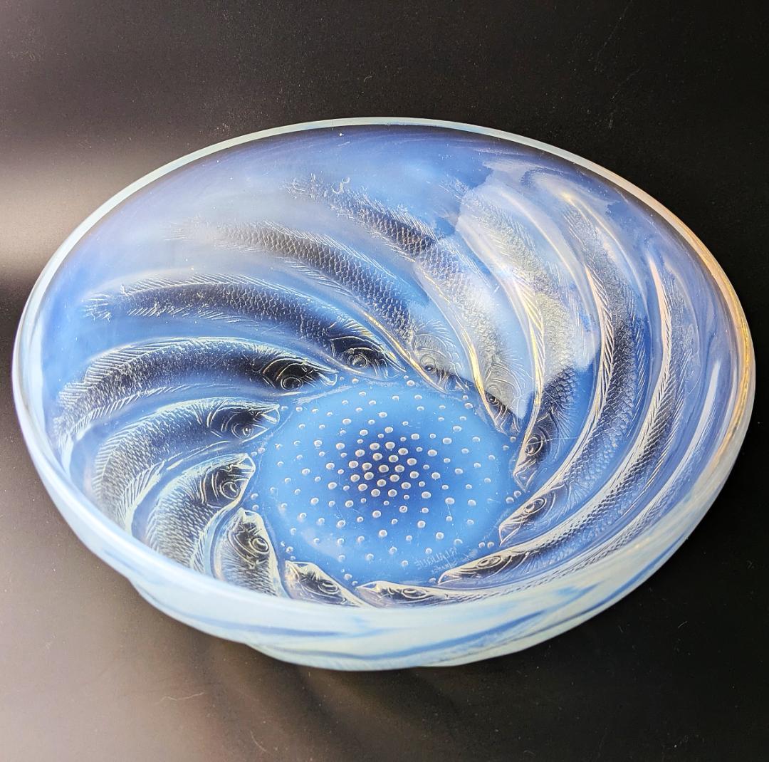 ルネ・ラリック Poissons 24cm オパルセント渦巻魚群ボウル極上級逸品 ルネ・ラリック Poissons 24cm オパルセント渦巻魚群ボウル極上