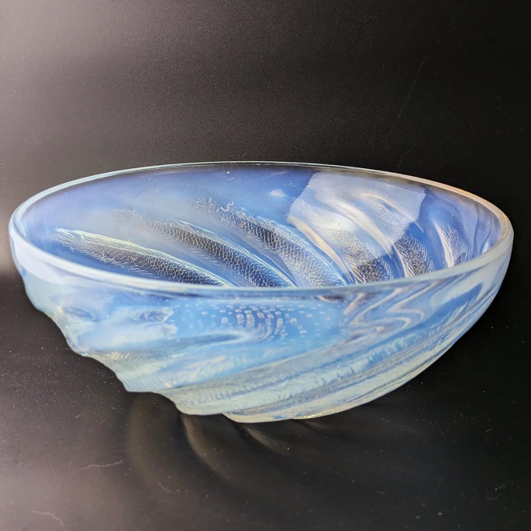 ルネ・ラリック Poissons 24cm オパルセント渦巻魚群ボウル極上級逸品 ルネ・ラリック Poissons 24cm オパルセント渦巻魚群ボウル極上