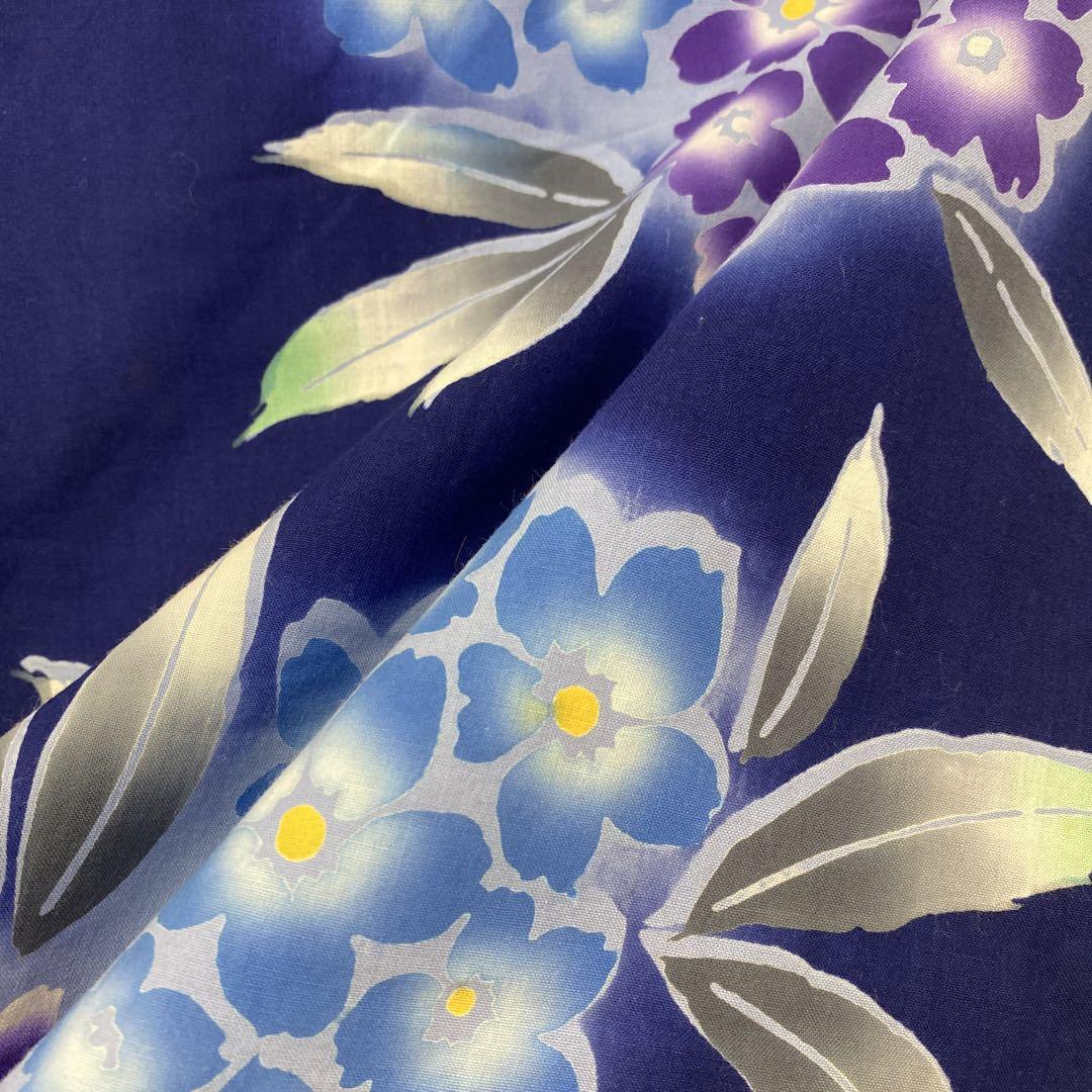 【着】19667o 浴衣　紫陽花文様　昭和レトロ　綿　ゆかた　着物 着】19667o 浴衣 紫陽花文様 昭和レトロ 綿 ゆかた 着物 - メルカリ