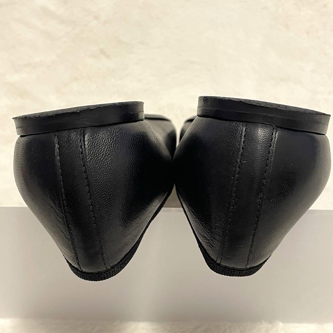 美品✨FABIO RUSCONI バレエシューズ リボン フラットパンプス 黒
