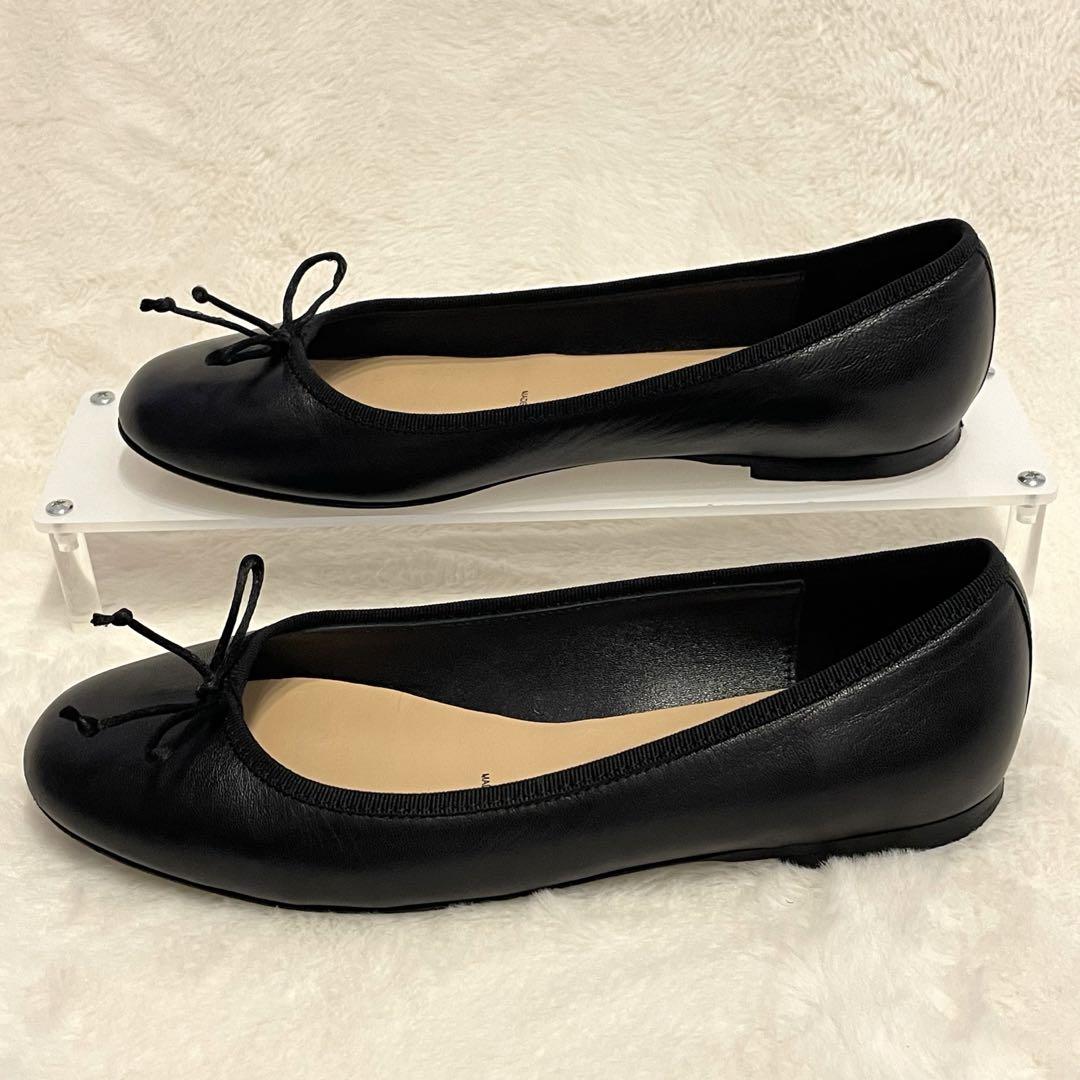 美品✨FABIO RUSCONI バレエシューズ リボン フラットパンプス 黒