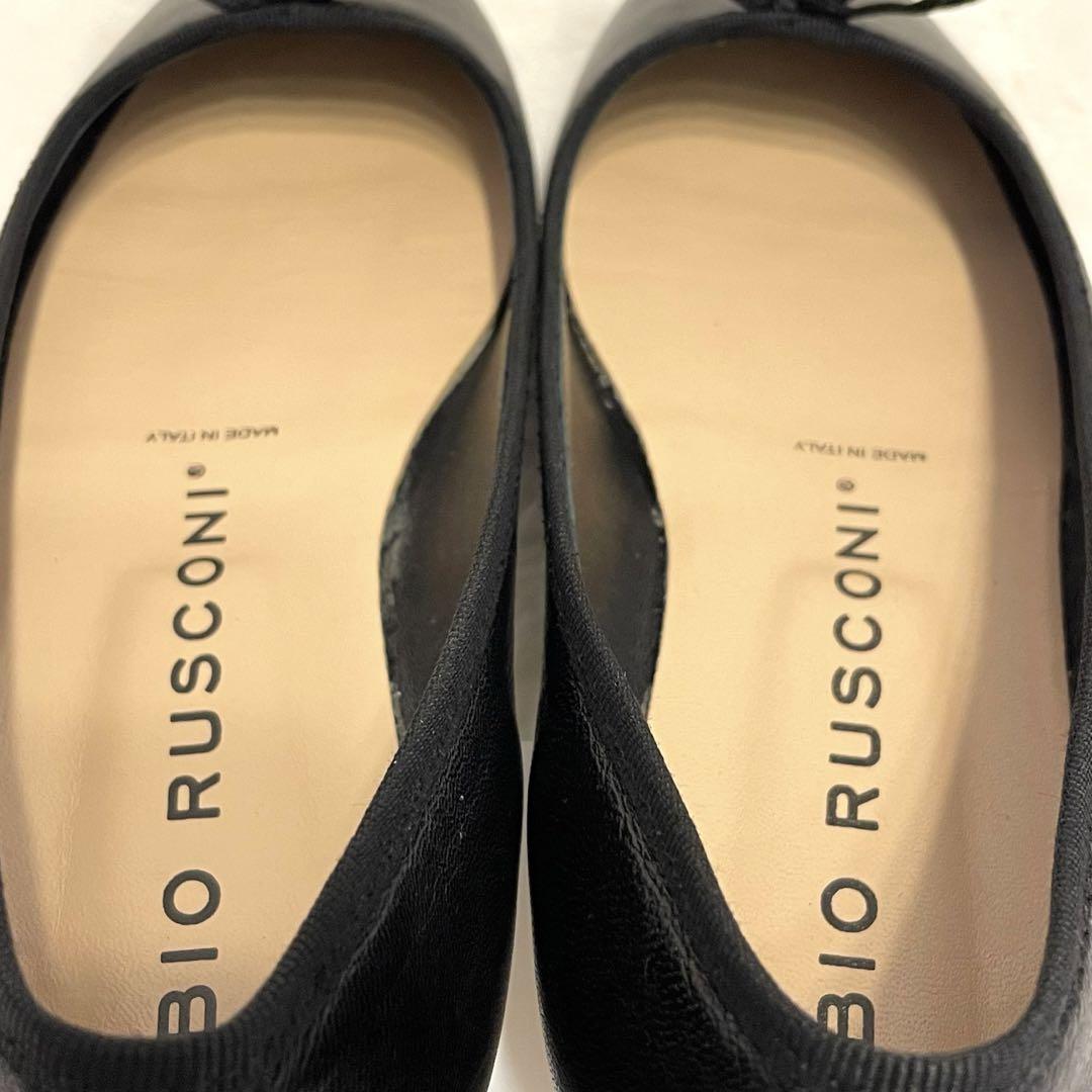 美品✨FABIO RUSCONI バレエシューズ リボン フラットパンプス 黒