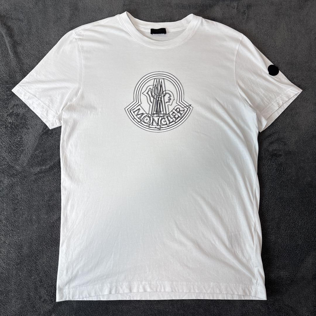 【本物保証】 正規品】MONCLER モンクレール フェードアウトロゴ Tシャツ L 白 トップス