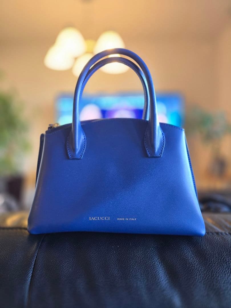 ※美品※　イアクッチ　2way トートバッグ　人気のブルー　青　イタリア　レザー
