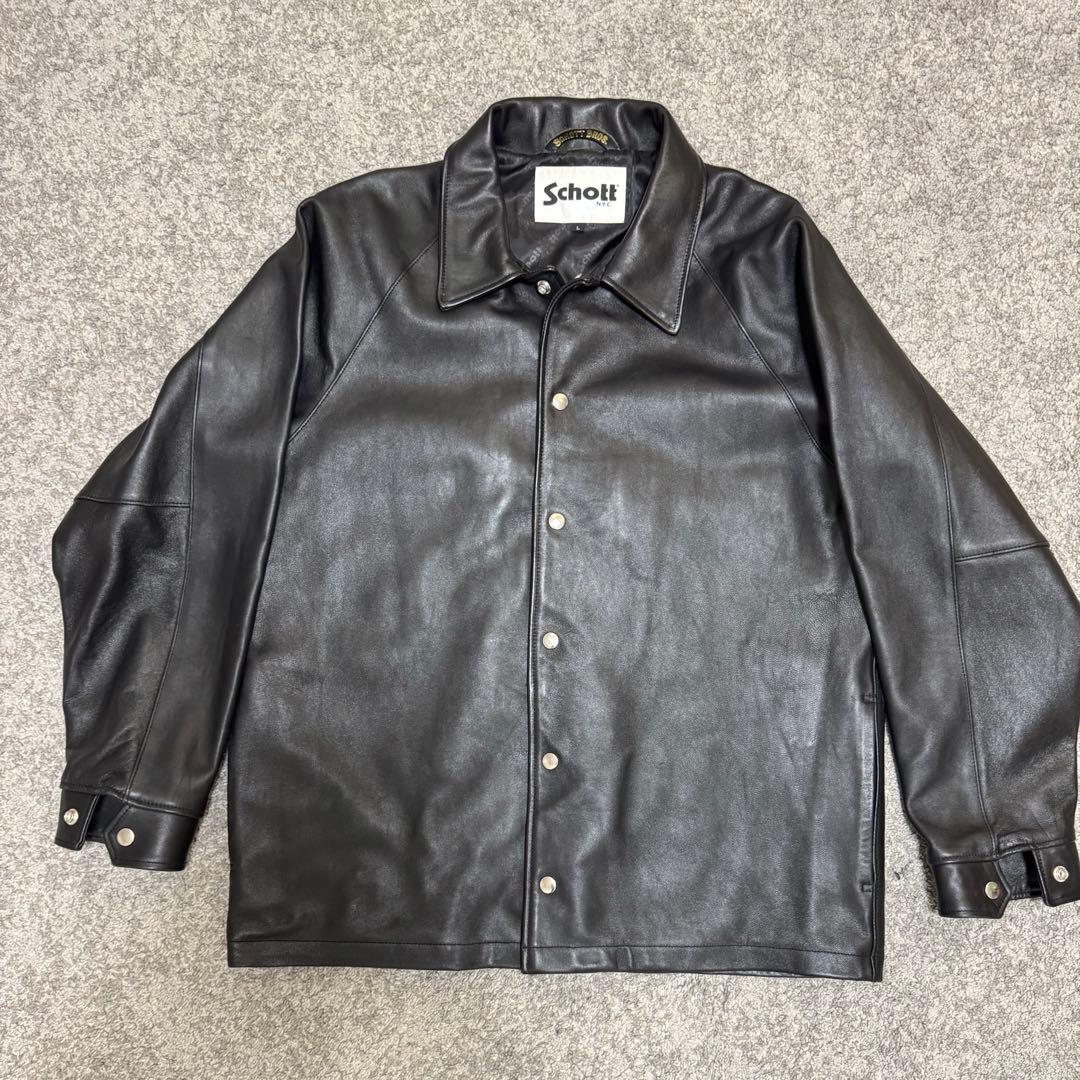 Schott BEAUTY&YOUTH 別注　コーチジャケット　羊革　Ovy Schott × BEAUTY&YOUTH 別注レザーコーチジャケット L 羊皮