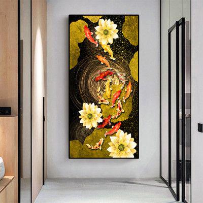 値下げ！【新品】福引きの鯉 リビングルーム装飾画 玄関装飾画 A1(8