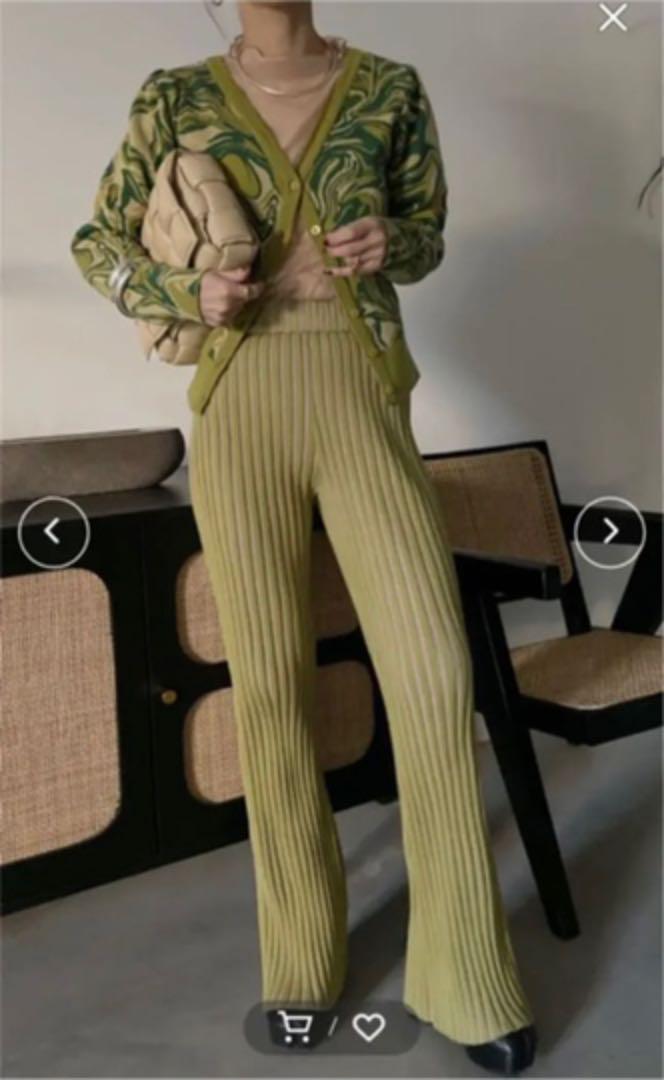 Color scheme rib knit pants