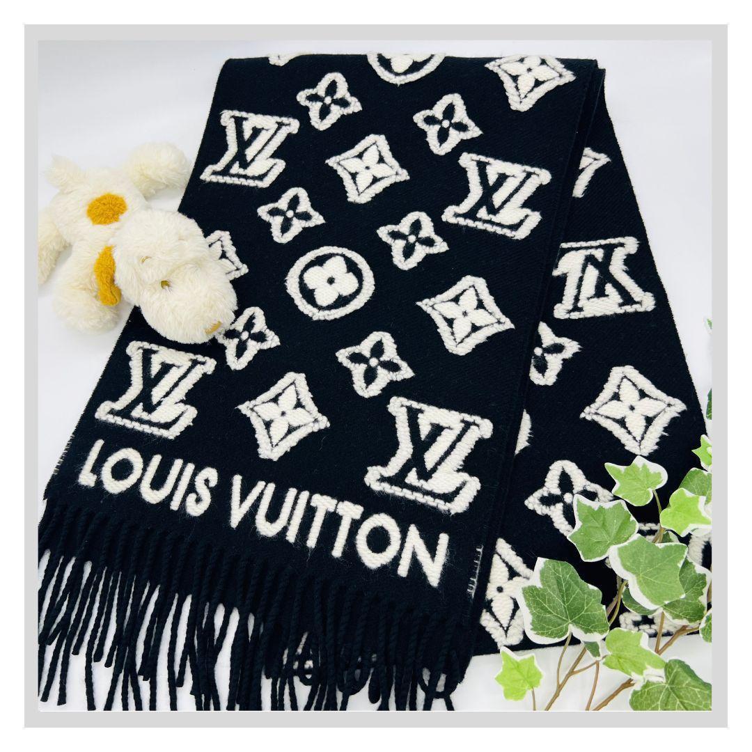 ルイヴィトン M90816　 LV3D マフラー ブラック ウール カシミア