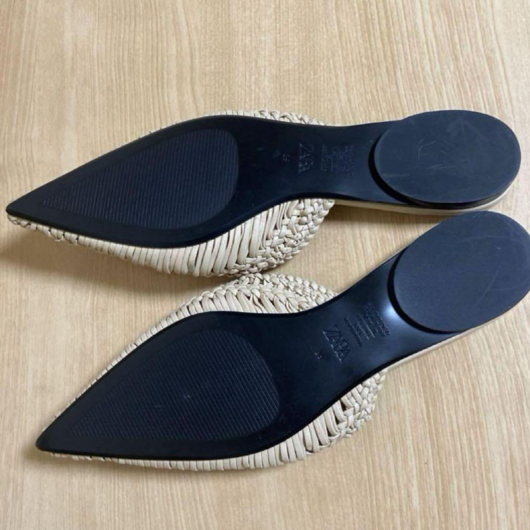 ZARA フラットシューズ　メッシュ　39 ZARA - ZARA メッシュフラットシューズの通販 by まる。｜ザラ
