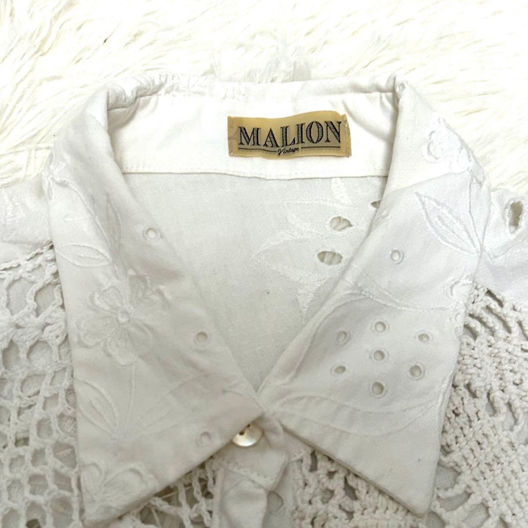 美品　malion vintage カットワークレースシャツ