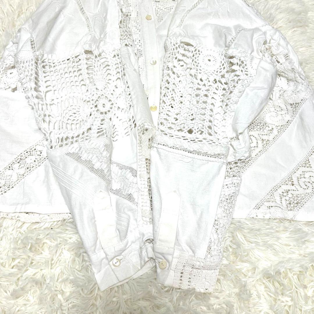 美品　malion vintage カットワークレースシャツ