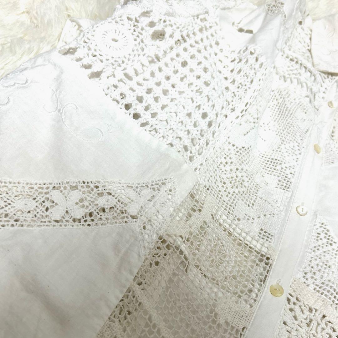 美品　malion vintage カットワークレースシャツ