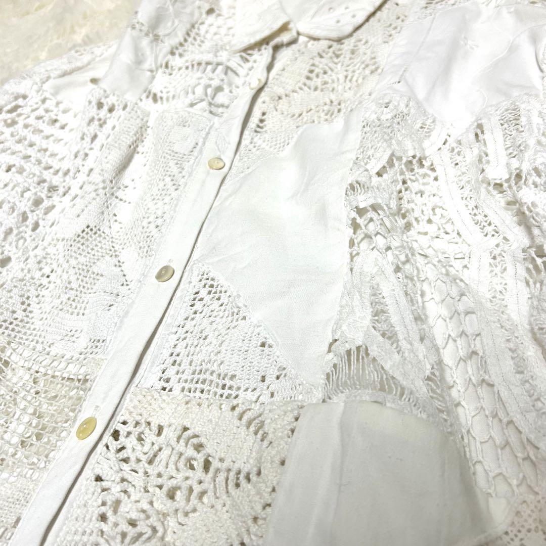 美品　malion vintage カットワークレースシャツ