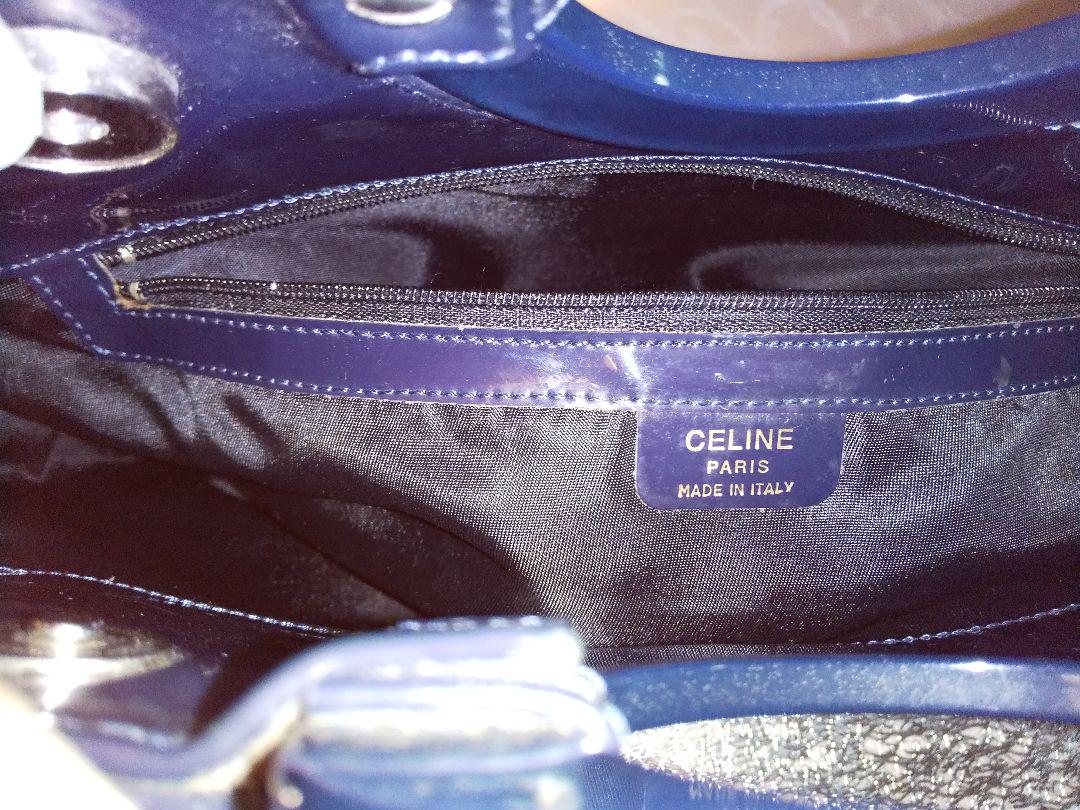 CELINE　エナメル紺色クラッチバッグ