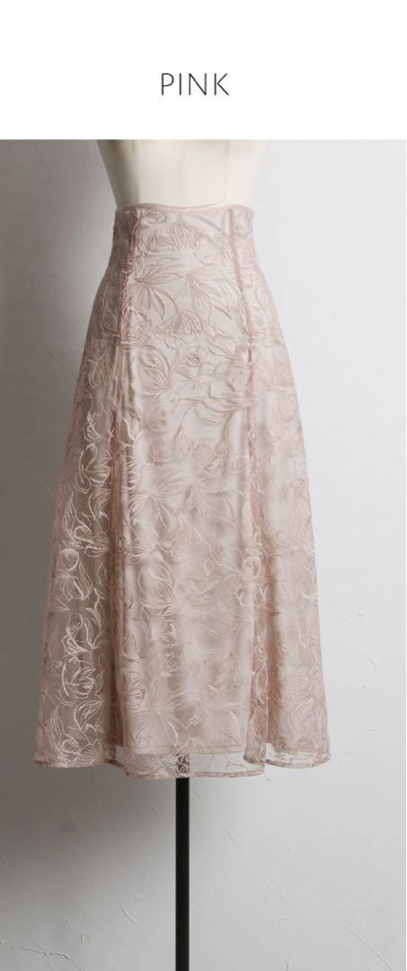tocco closet トッコ レースアップ フラワー刺繍パイピングスカート