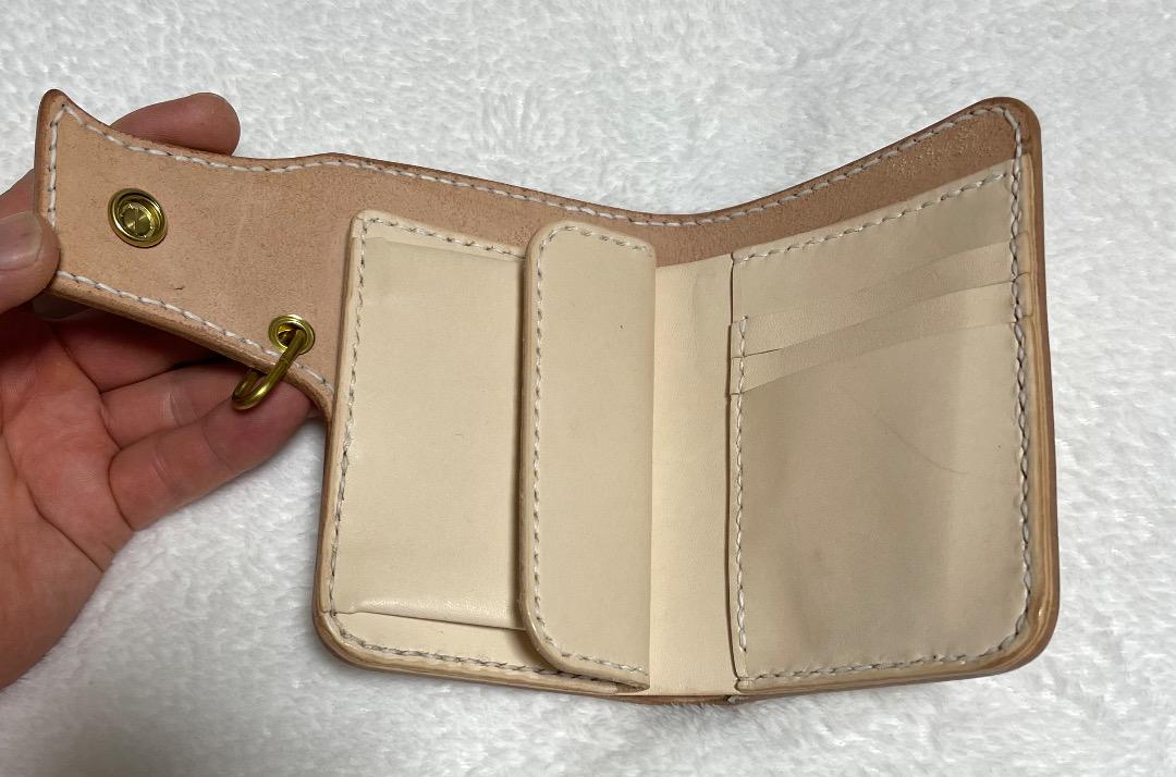 ヌメ革 極厚バイカーズウォレット USA1/2＄コンチョ
