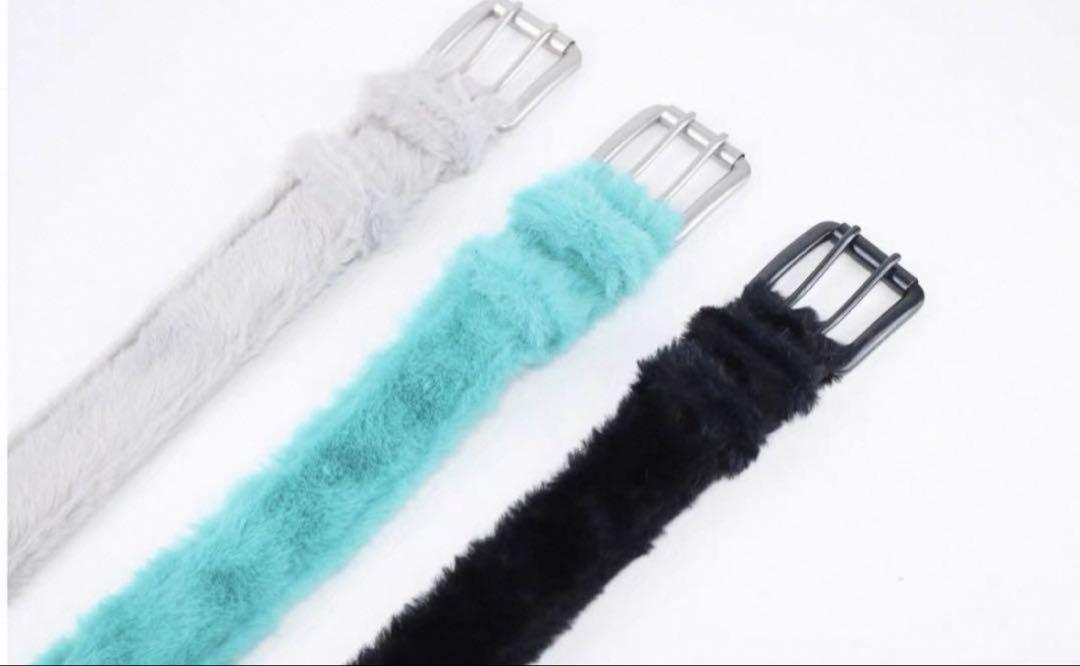 y2k double fur belt ファー　ベルト　AFB fancy